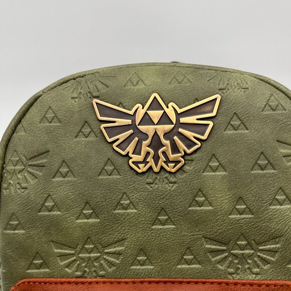 Legend of Zelda Small  Backpack Bioworld Triforce Hyrule Logo Faux Leather Bag - Picture 2 of 9